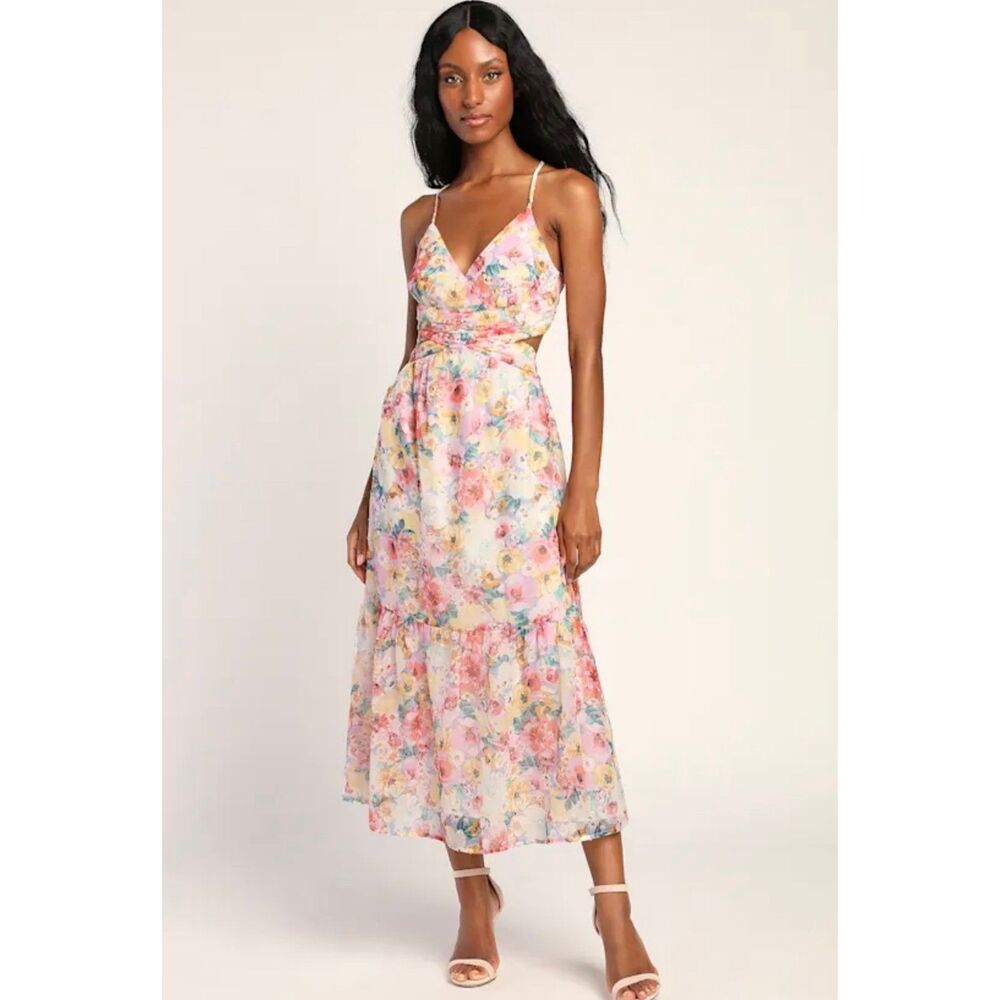 Lulu's Dresses | NWOT Floral Open-Back Dress| Size: M |